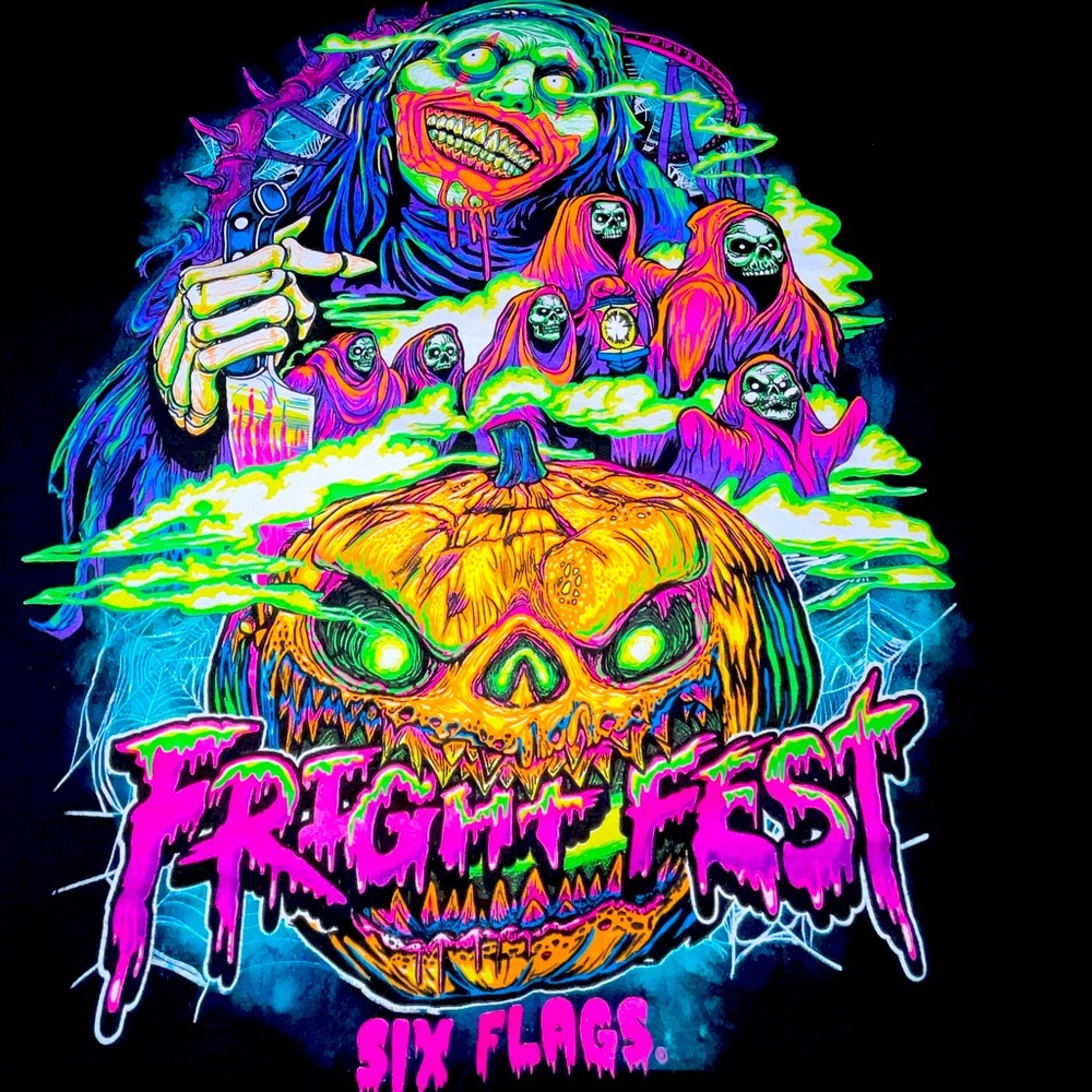 Six Flags Fright Fest 30th Anniversary Graphic Tee - Size XL goth